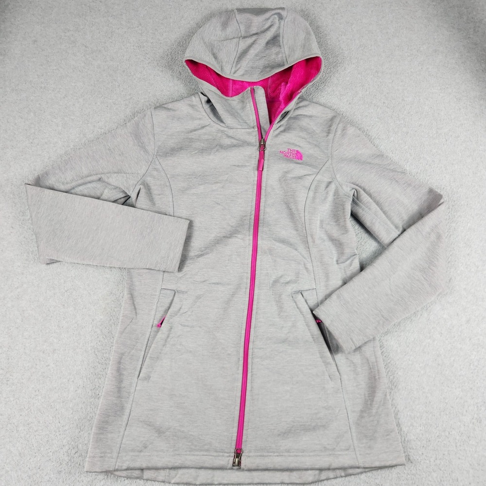 The North Face Haldee Raschel Parka Jacket Women Medium Gray Fleece Lined Zip Up